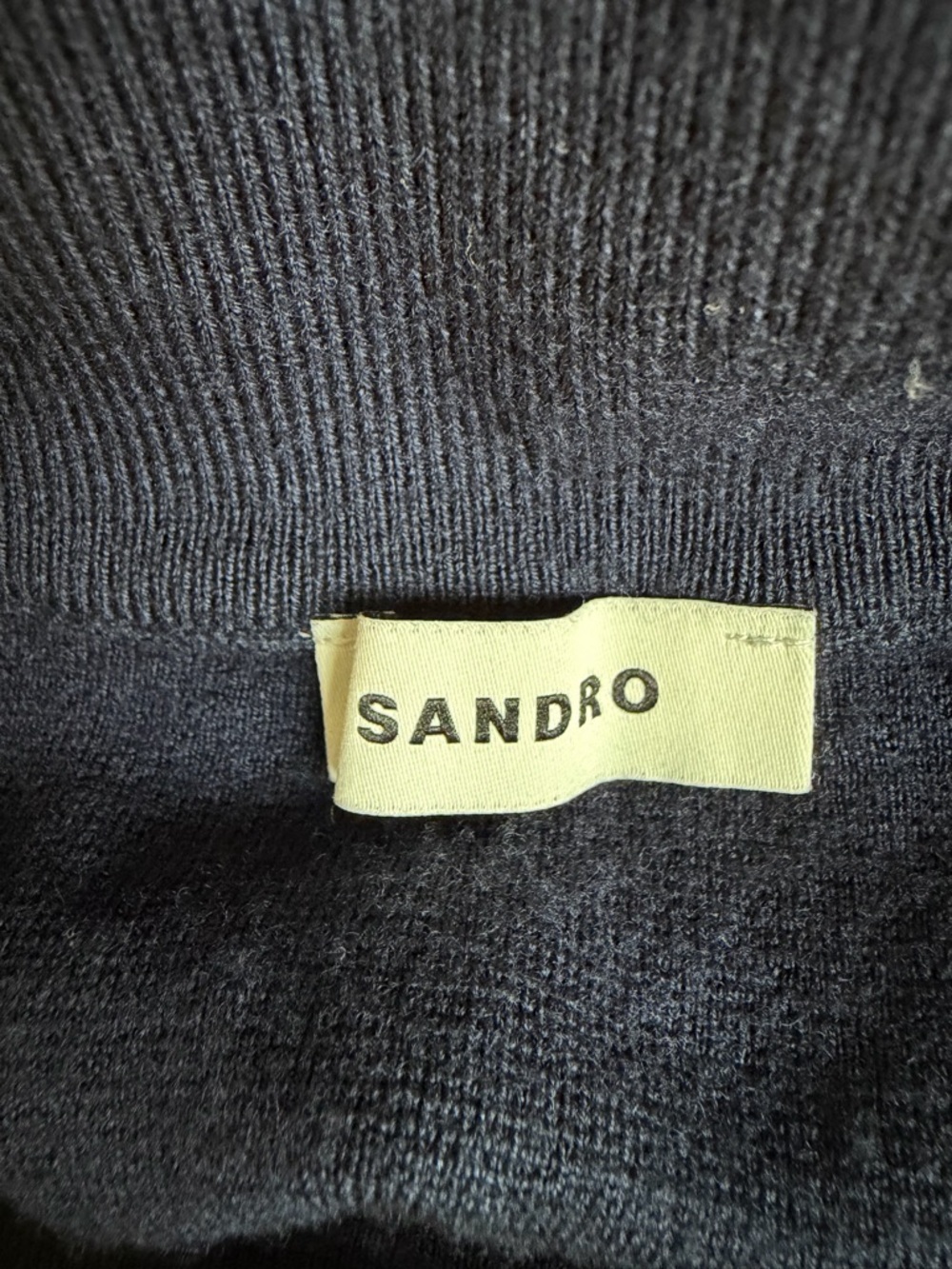 Sandro Women's Navy Half Zip Wool Pullover Sweater 36320 - Picture 7 of 12